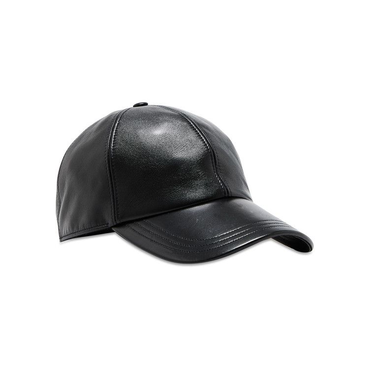 Prada Nappa Leather Logo Baseball Cap 'Black'