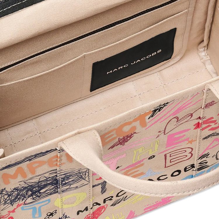 Marc Jacobs Punk Scribble Canvas Medium Tote Bag 'Beige/Multicolor'