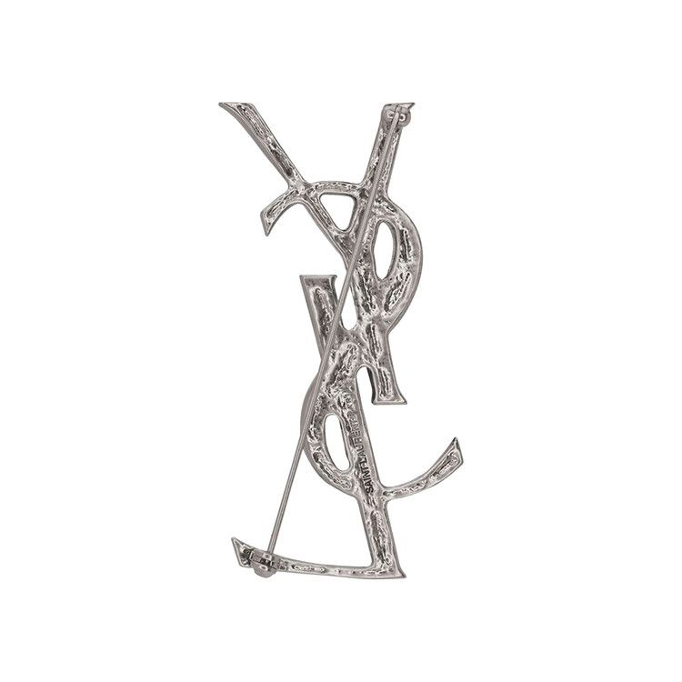 Saint Laurent Opyum Logo Crocodile Texture Brooch 'Silver'