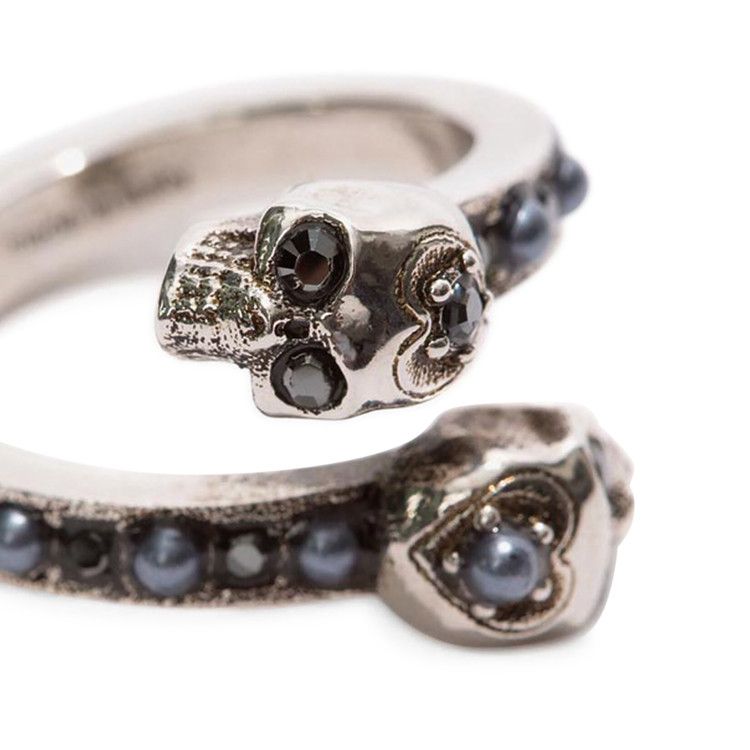 Alexander McQueen Wrap Around Skull Ring 'Antique Silver'