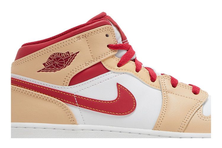 Air Jordan 1 Mid GS 'Light Curry Cardinal Red'
