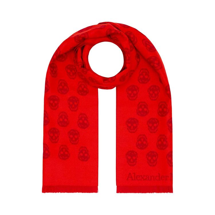 Alexander McQueen Skull Wool Scarf 'Bordeaux Red'