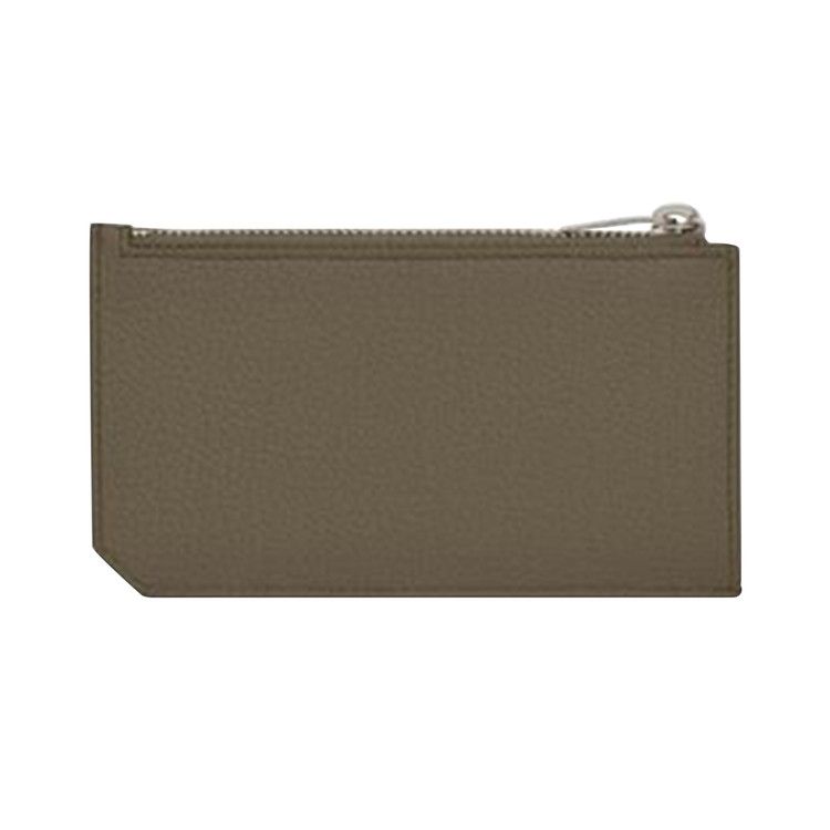 Saint Laurent Tiny Cassandre Fragments Zipped Card Case 'Dark Khaki'