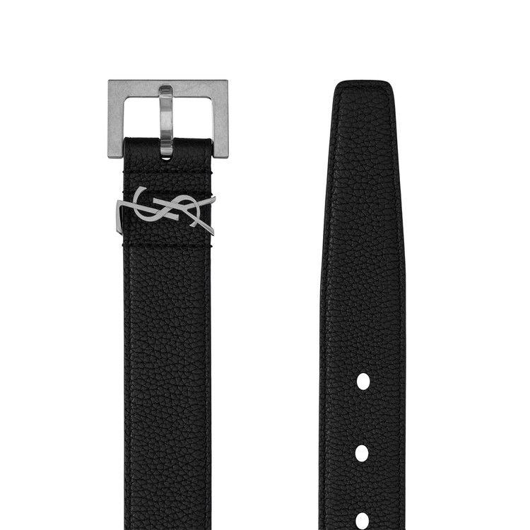 Saint Laurent Metal Logo Grain Leather Belt 'Nero'