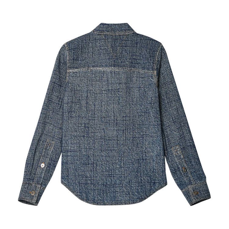 Bottega Veneta Textured Denim Long-Sleeve Shirt 'Indigo/White'