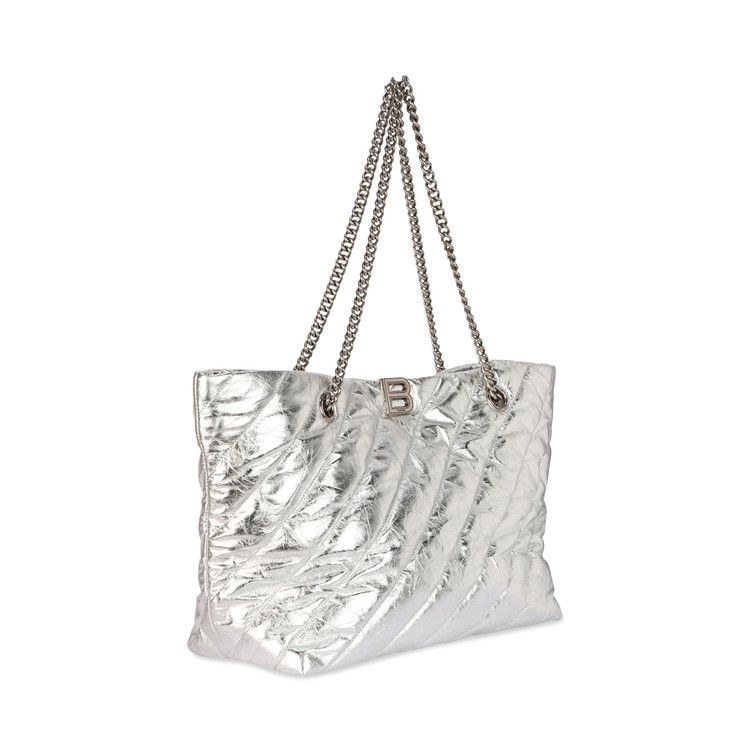 Balenciaga Medium Metallized Quilted Crush Carry All Tote Bag 'Silver'