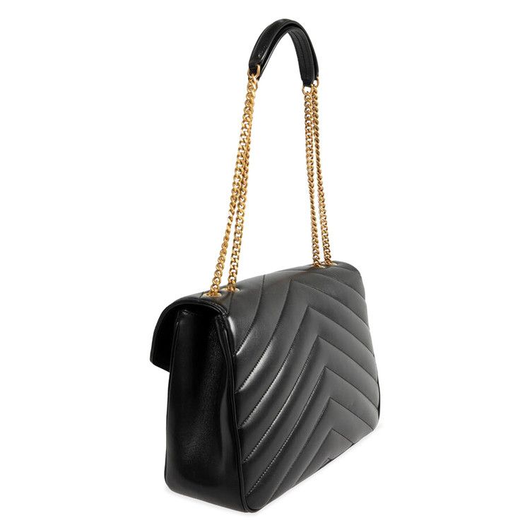 Saint Laurent Loulou Foldover Top Large Shoulder Bag 'Black'