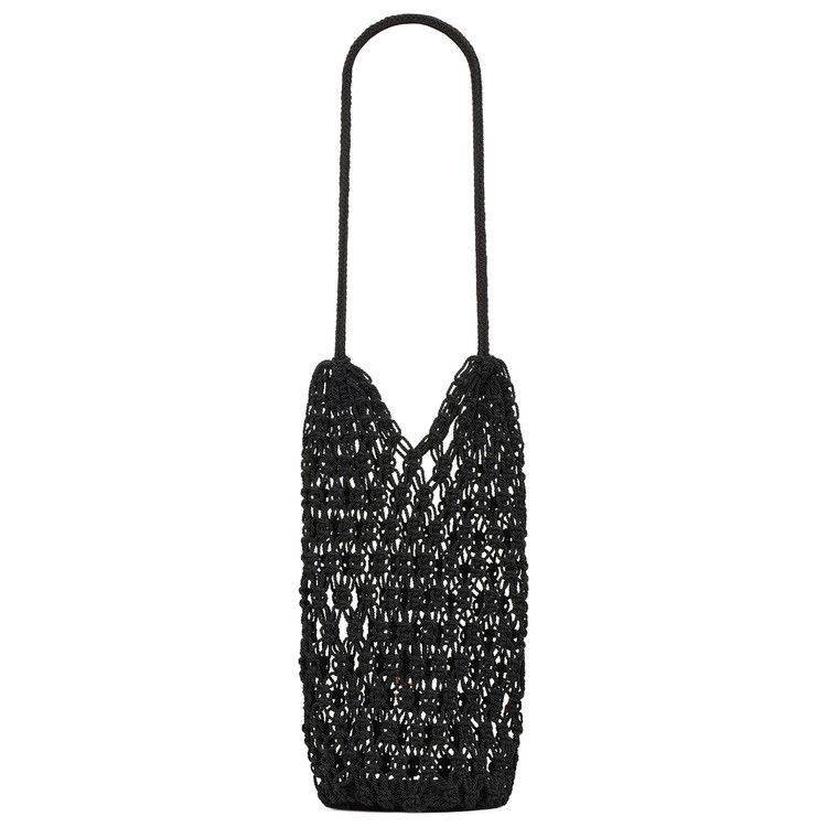 Saint Laurent Cassandre Large Tote In Crochet 'Nero'
