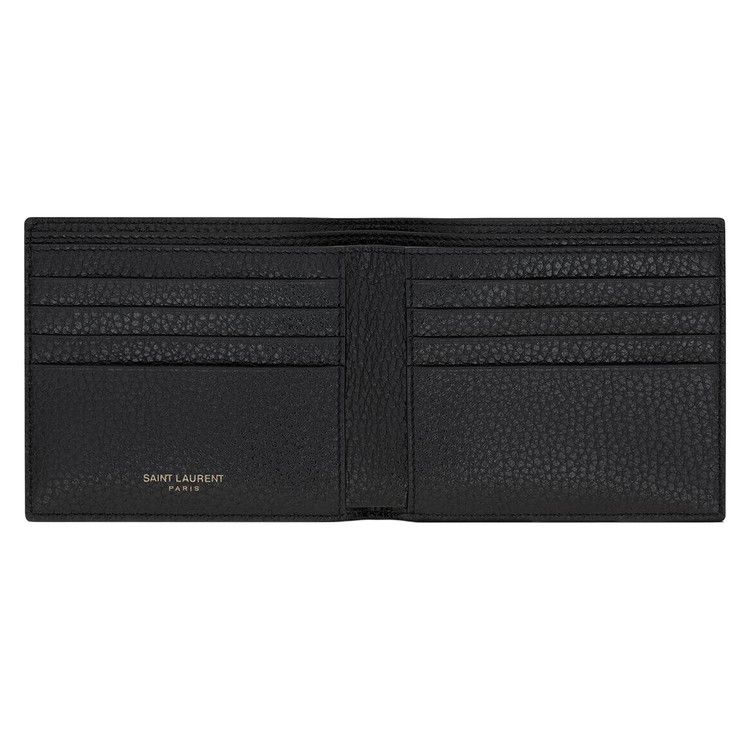 Saint Laurent Tiny Cassandre East/West Wallet In Grained Leather 'Nero'