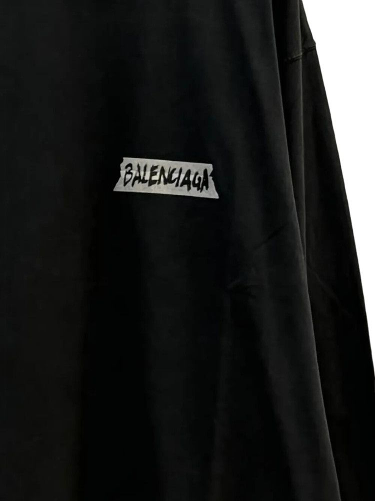 Balenciaga Long-Sleeve Crew Neck Oversized T-Shirt 'Faded Washed Black'