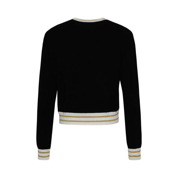 Balmain Logo Intarsia Knitted Cropped Jumper 'Black/Natural/Gold'