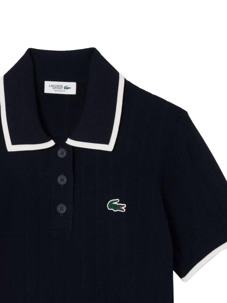 Lacoste Short-Sleeve Polo Collar Golf Sweater 'Navy Blue/Flour'