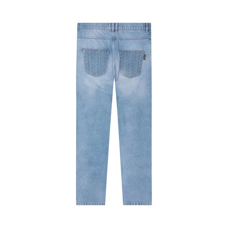 Balmain Straight Monogram Denim Pants 'Blue'