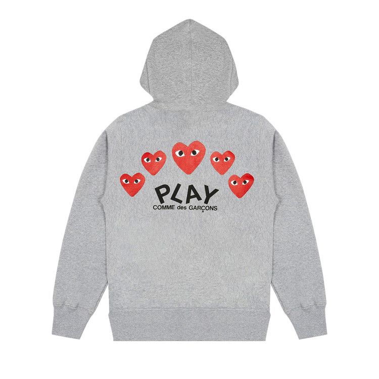 Comme des Garçons PLAY Multi Heart Zip Up Hoodie 'Grey'