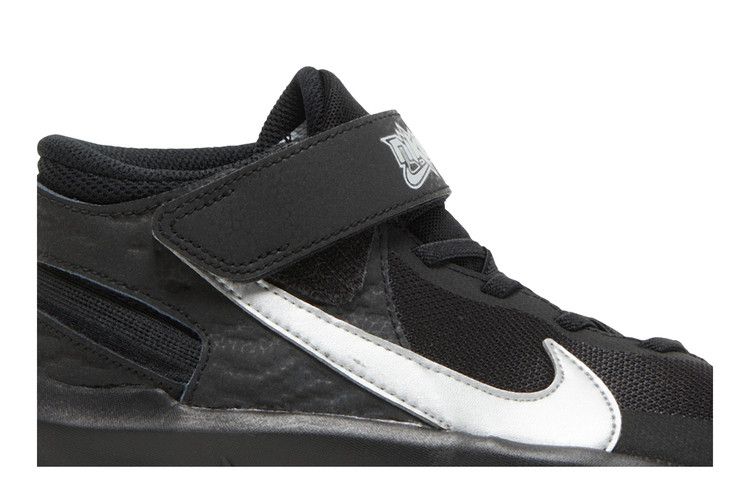 Nike Team Hustle D10 FlyEase GS 'Black Metallic Silver'
