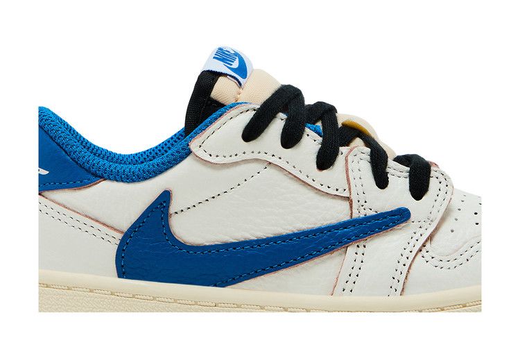 Fragment Design x Travis Scott x Air Jordan 1 Retro Low OG SP TD 'Sail Military Blue'