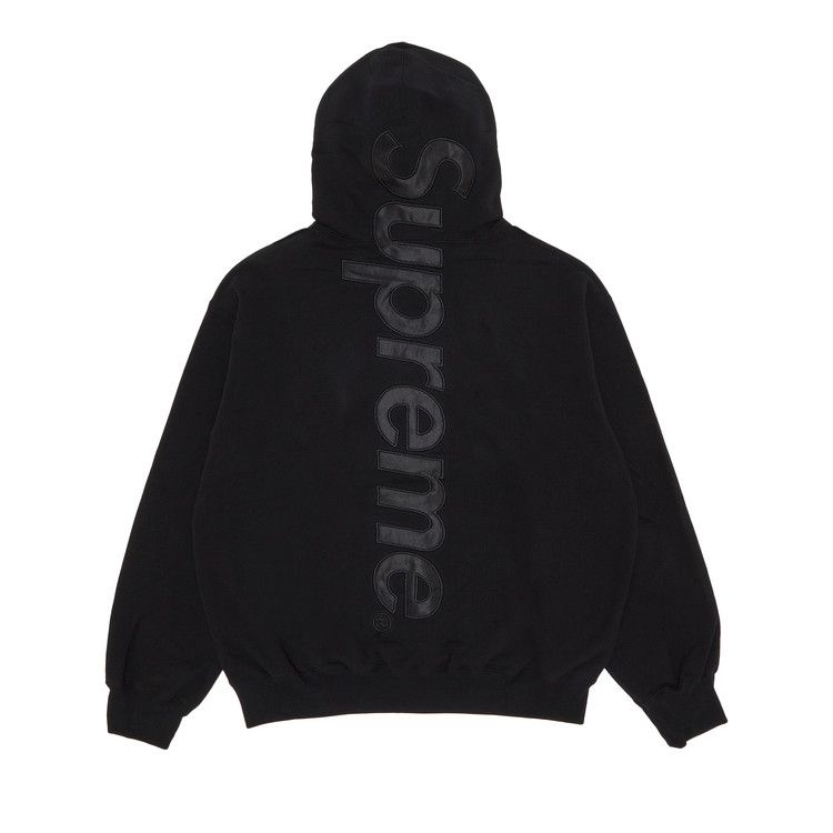 Supreme Satin Appliqué Hooded Sweatshirt 'Black'