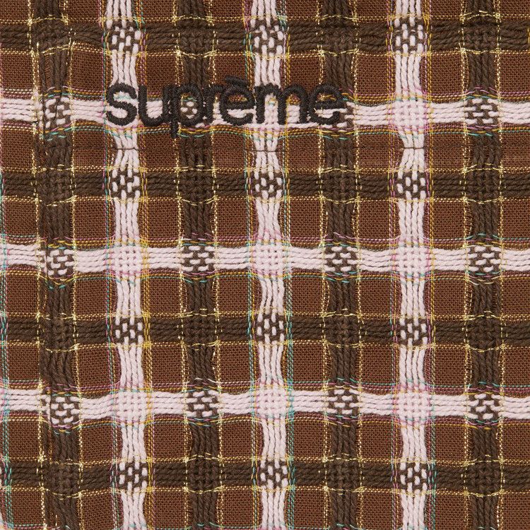 Supreme Metallic Plaid Zip Up Shirt 'Brown'