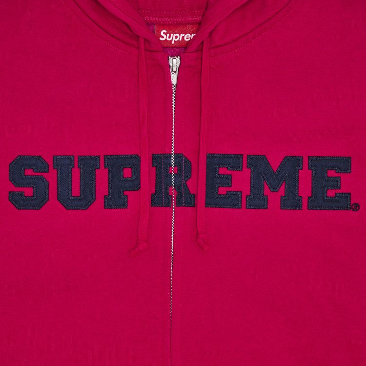 Supreme Collegiate Appliqué Zip Up Hooded Sweatshirt 'Fuchsia'