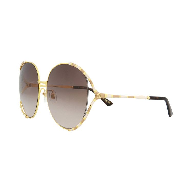 Gucci Round-Frame Metal Sunglasses 'Gold/Brown'
