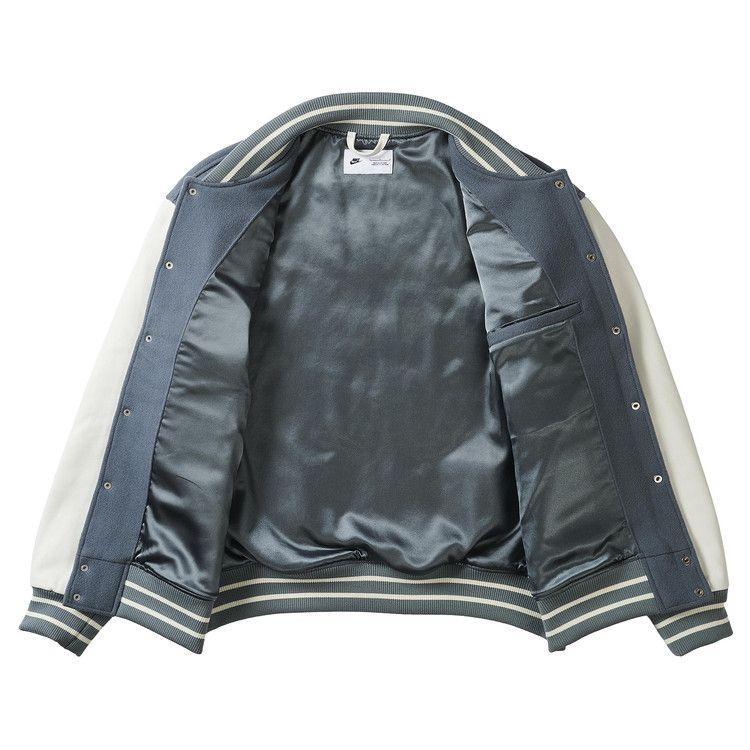 Palace x Nike England Varsity Jacket 'Cool Grey/White/Bright Crimson'