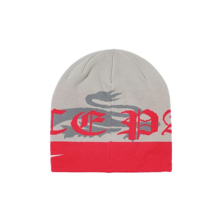 Palace x Nike England Uncuffed Beanie 'Pewter Grey/Cool Grey/Bright Crimson'