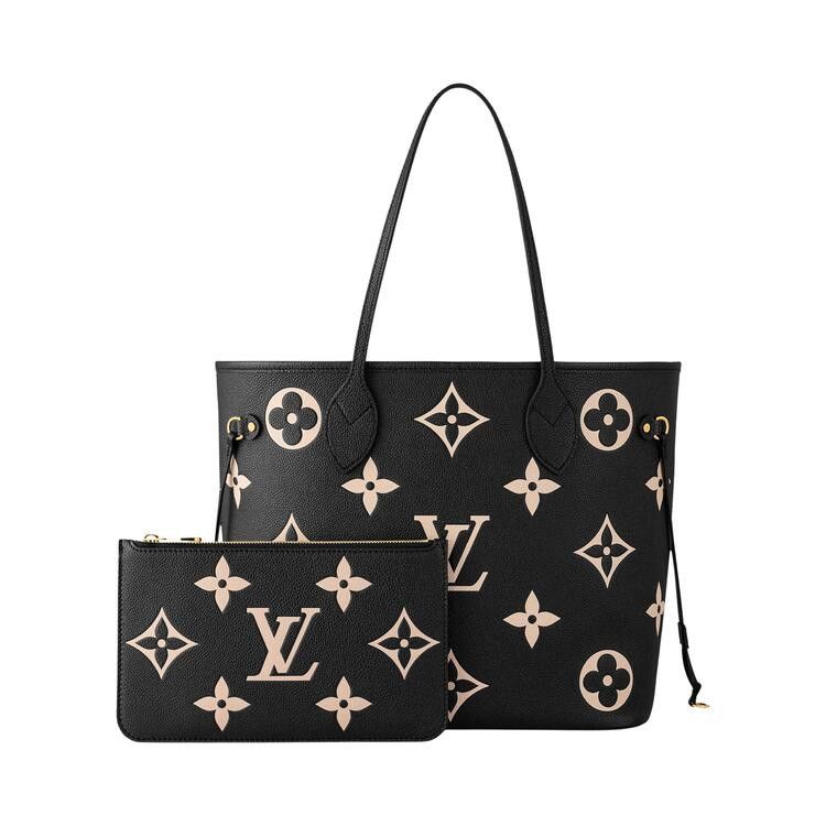 Louis Vuitton Neverfull MM 'Black/Beige Monogram Embossed Empreinte Cowhide Leather'