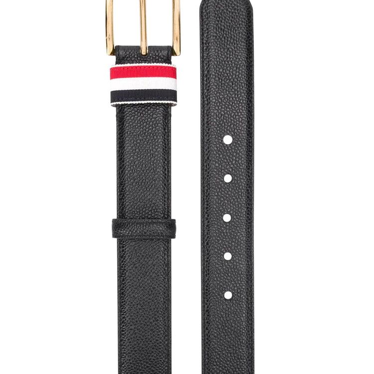 Thom Browne Belt with RWB Loop in Pebble Grain Leather 'Black'