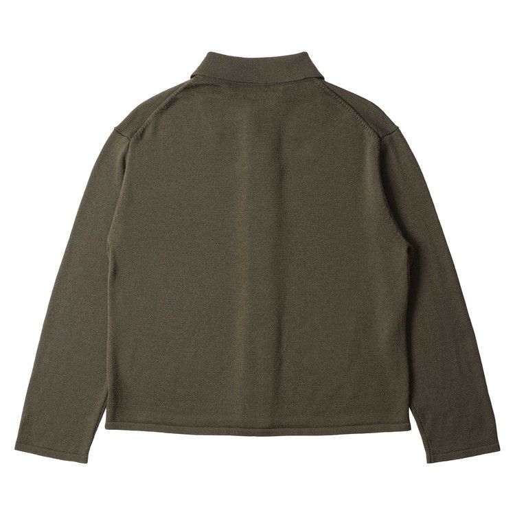 Margaret Howell Collared Cardigan Japanese Spun Merino 'Khaki'