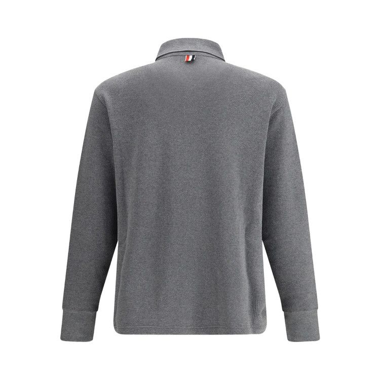 Thom Browne Textured Cotton Rugby Polo Shirt 'Medium Grey'