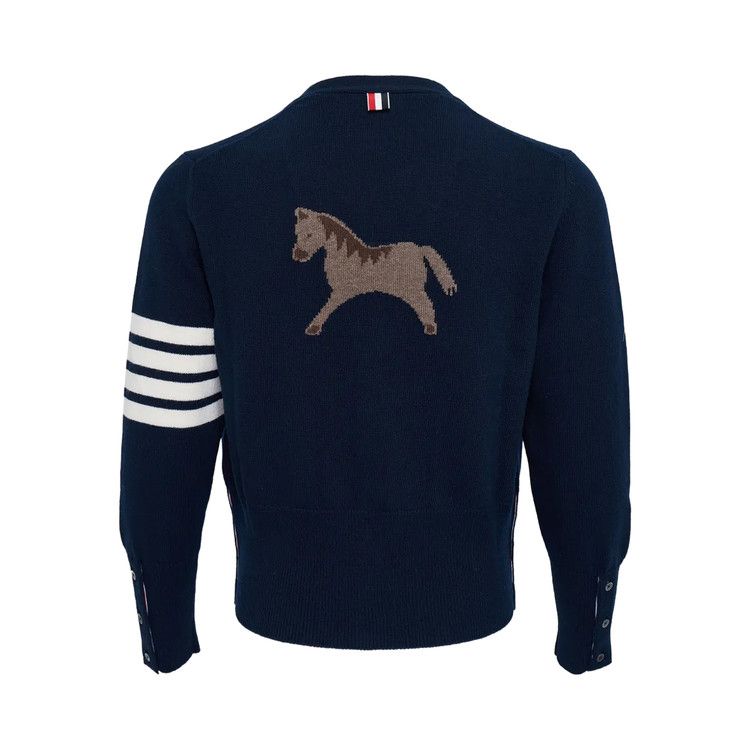 Thom Browne Wool Classic Fit V Neck Cardigan 'Navy'