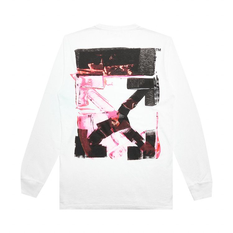 Off-White Acrylic Arrow Long-Sleeve Tee 'White/Fuchsia'