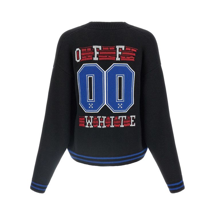 Off-White 00 Glide Diagonal Varsity Knit Cardigan 'Black/White'