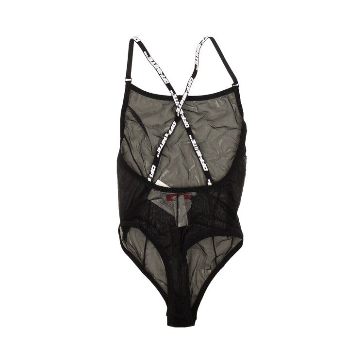 Off-White Logo Strap Mesh Bodysuit 'Black'