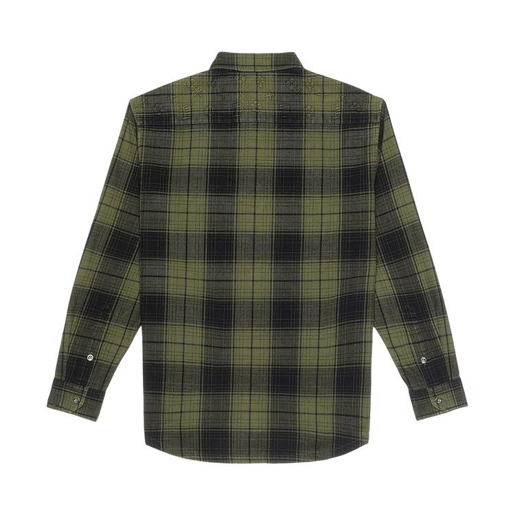PURPLE BRAND Plaid Flannel Long-Sleeve Shirt 'Green'