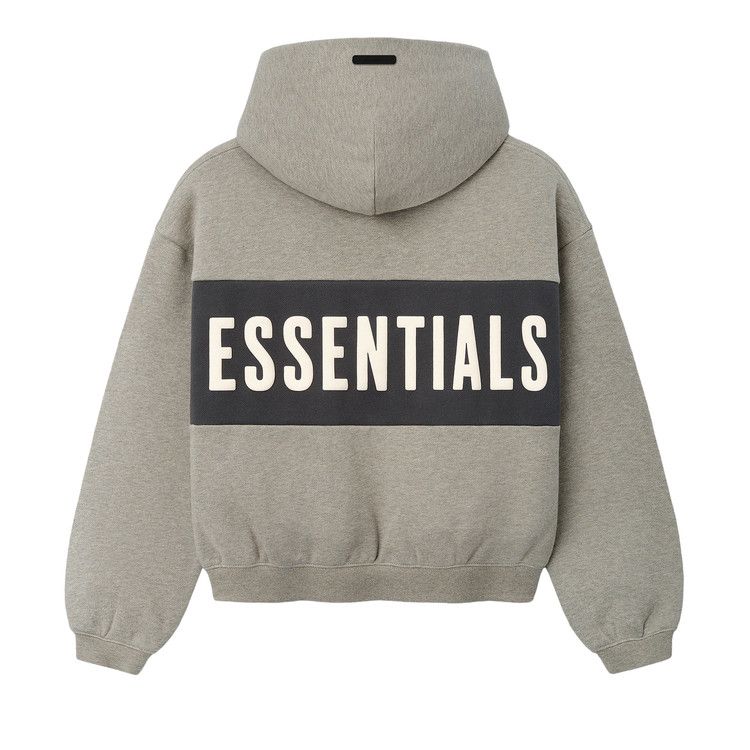 Fear of God Essentials Cropped Relaxed Panelled Hoodie 'Seal Heather/Iron Grey'
