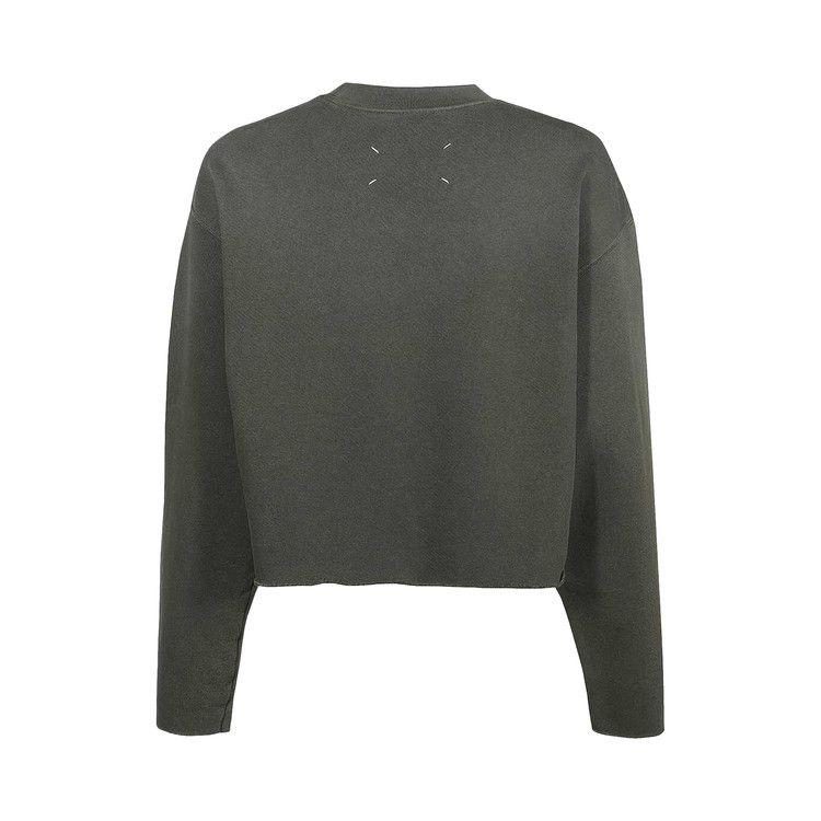 Maison Margiela Logo Embroidered Crop Sweashirt 'Olive'
