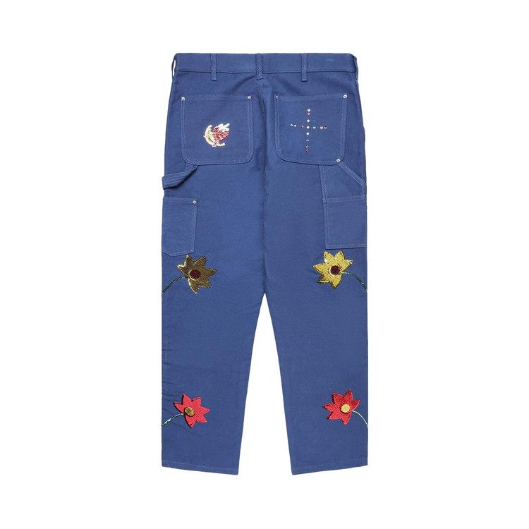 Sky High Farm Workwear Floral Embroidered Double Knee Pants 'Blue'