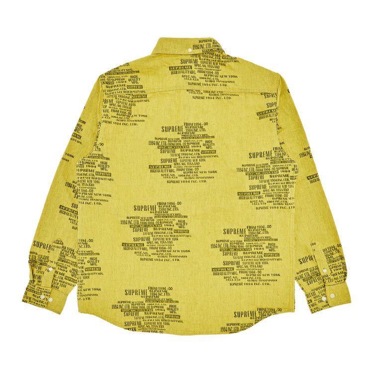 Supreme Trademark Jacquard Denim Shirt 'Washed Yellow'