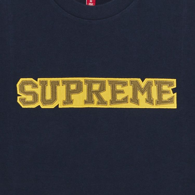Supreme Satin Appliqué Short-Sleeve Top 'Navy'