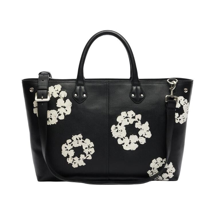 Denim Tears Cotton Wreath Leather Bag Large 'Black/White'