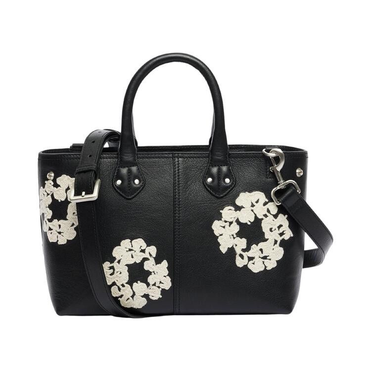 Denim Tears Cotton Wreath Leather Bag Small 'Black/White'