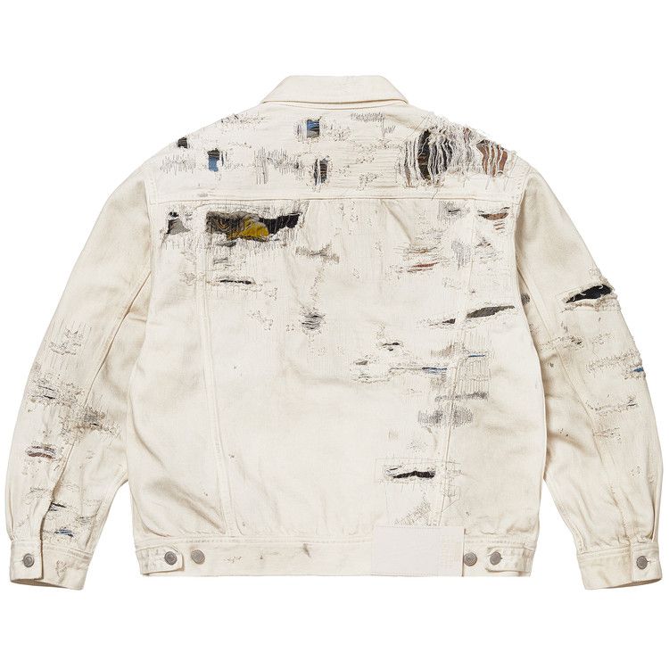 Supreme x MM6 Maison Margiela Distressed Selvedge Denim Trucker Jacket 'White'