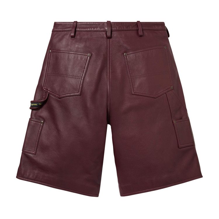 Supreme Leather Double Knee Painter Short 'Burgundy'