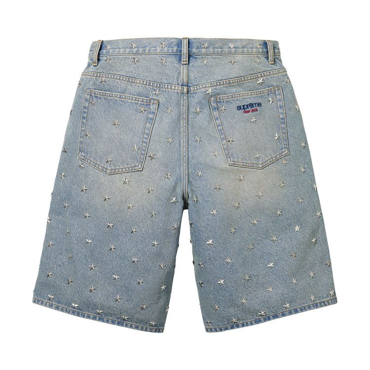 Supreme Stars Studded Baggy Denim Short 'Washed Indigo'