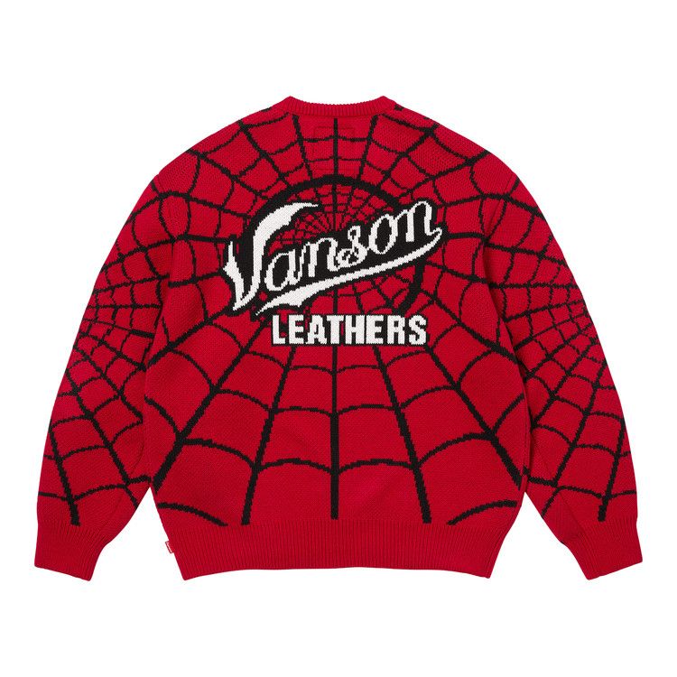 Supreme x Vanson Leathers Spider-Man Sweater 'Red'