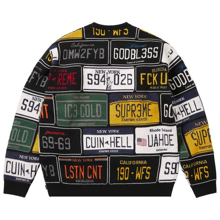 Supreme License Plate Sweater 'Black'