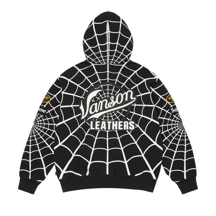Supreme x Vanson Leathers Spider-Man Zip Up Hooded Sweatshirt 'Black'
