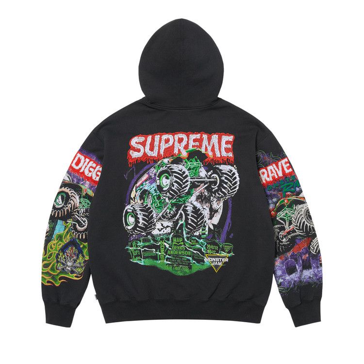 Supreme Monster Jam Grave Digger Zip Up Hooded Sweatshirt 'Black'