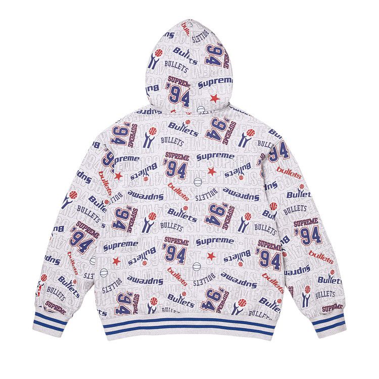 Supreme x Mitchell & Ness Teams Zip Up Hooded Sweatshirt 'Ash Grey'